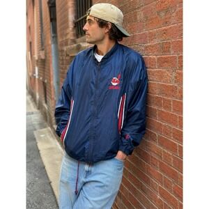 Vintage Cleveland Indians Pro Player Windbreaker Jacket XXL Chief Wahoo‎